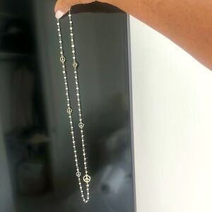 Adorable Seeded Pearl and Peace Sign Necklace